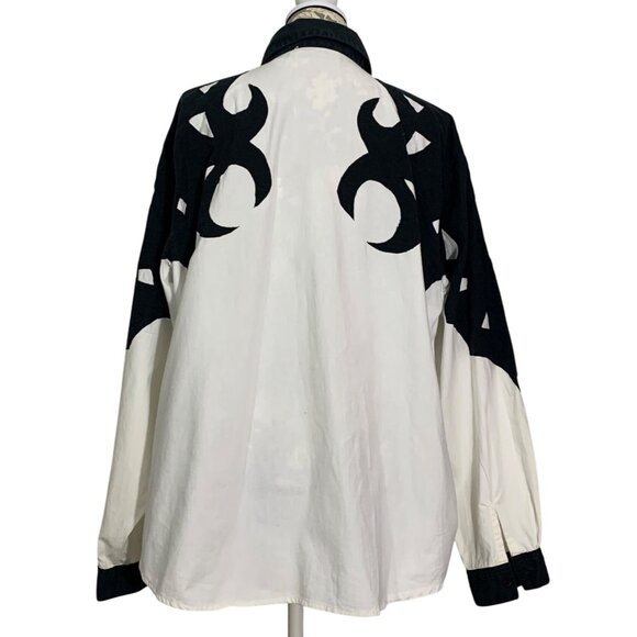 1990s Adobe Rose Pure Cotton Cowboy Western Embellished Shirt Womens Size XL - Picture 3 of 6